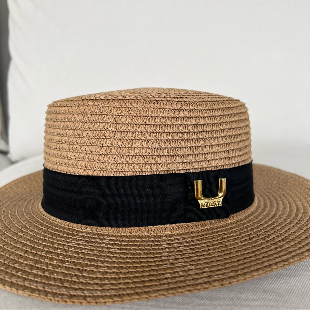 UM Canes Straw Boater Sun Hat Gameday University of Miami The “U” ONE OF A KIND